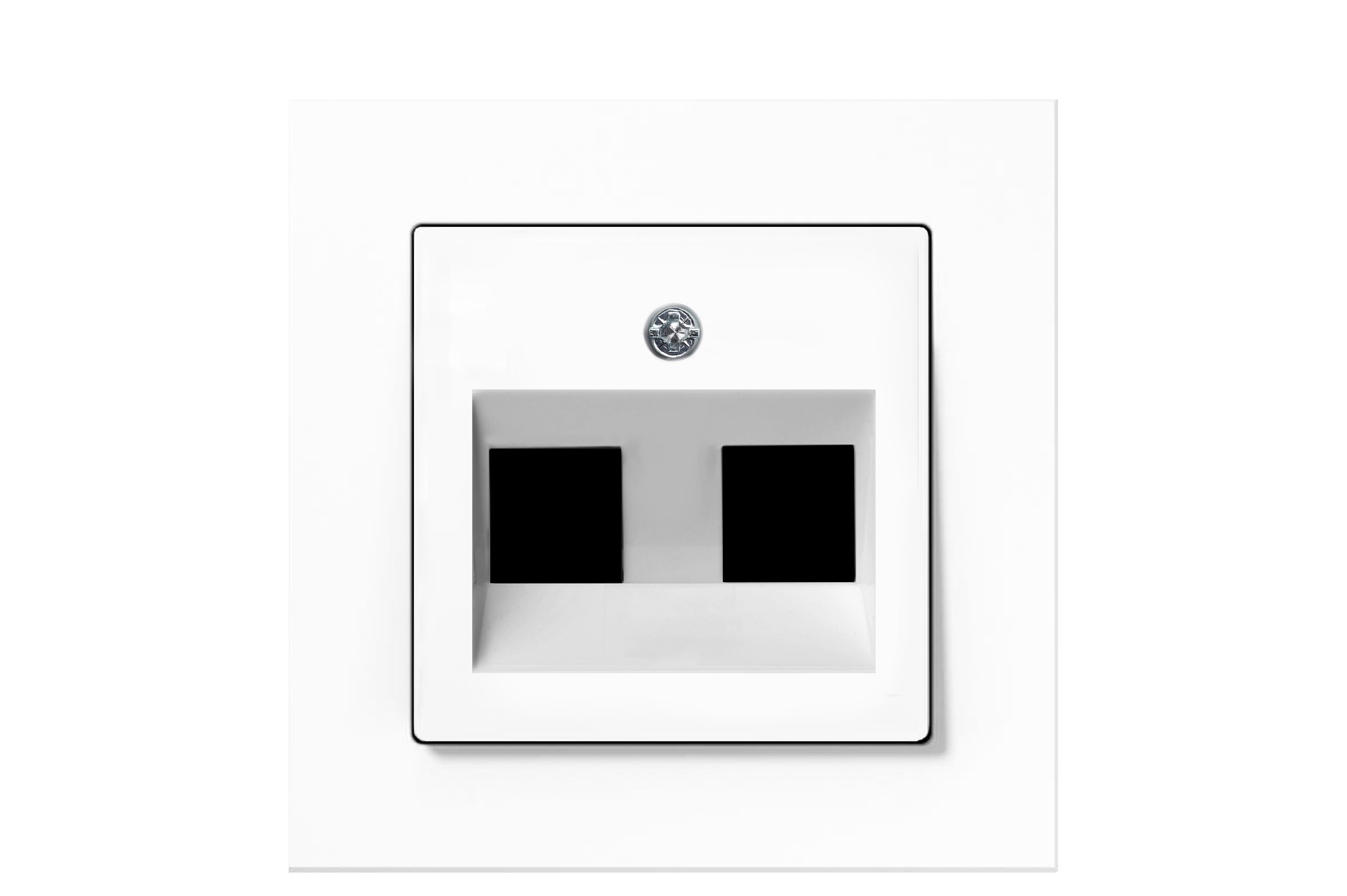Apdaila (su atrama) 2x  “keystone” tipo lizdams,kampu: komp/telef/TV/HDMI/USB, be rėmelio. AIKL-002-01.WWM