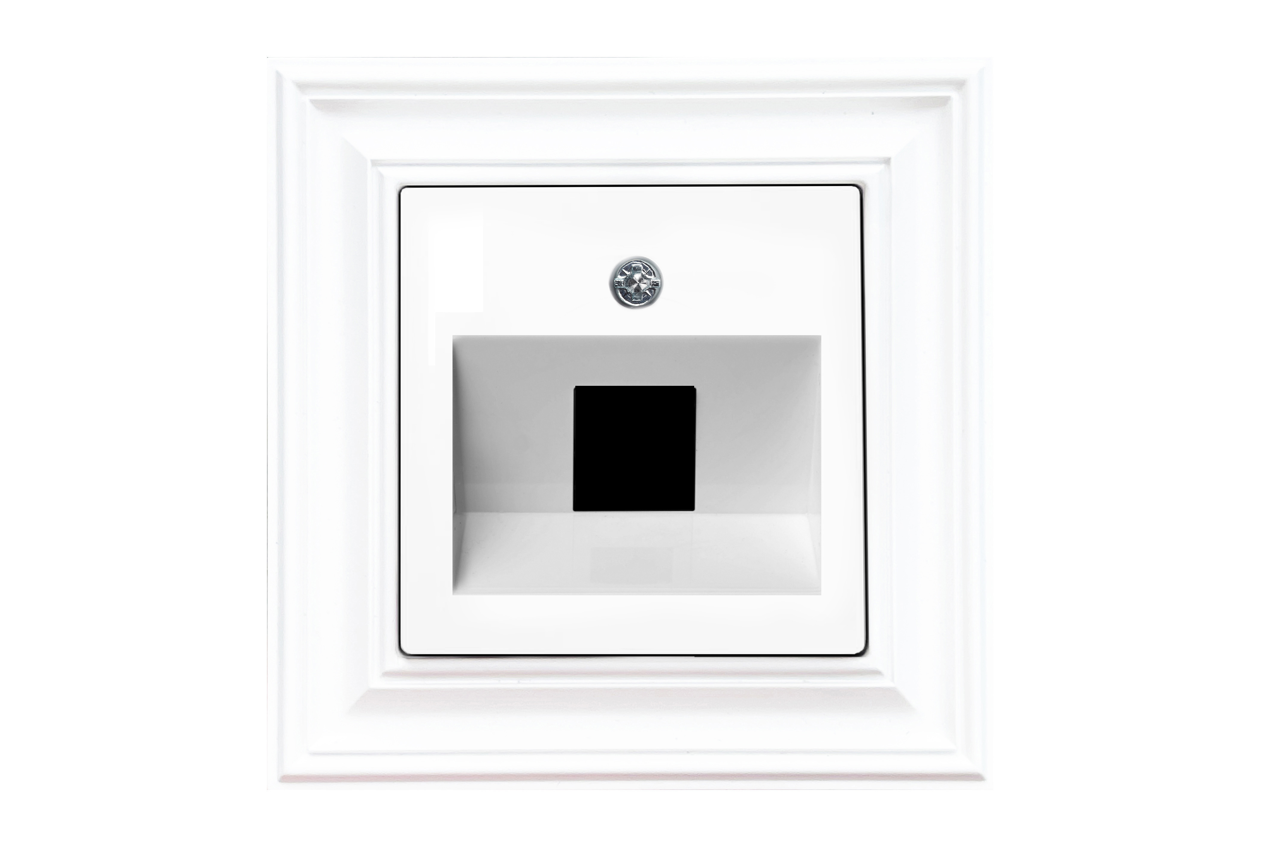 Apdaila (su atrama) “keystone” tipo lizdams,kampu: komp/telef/TV/HDMI/USB, be rėmelio.  AIKL-001-01.R/WWM