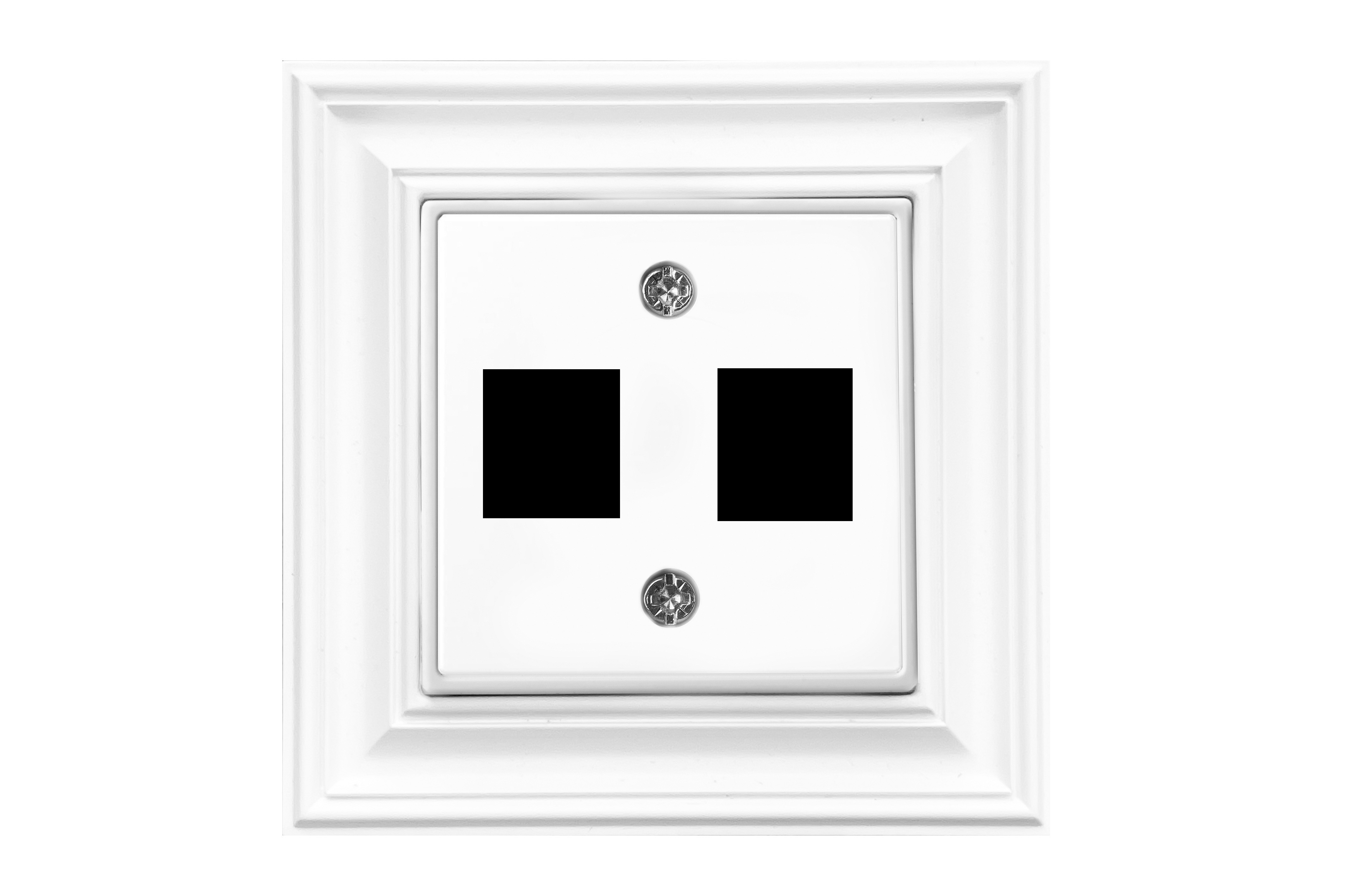 Apdaila (su atrama) 2x  “keystone” tipo lizdams, tiesi: komp/telef/TV/HDMI/USB, be rėmelio. AIKL-022-01.R/WWM