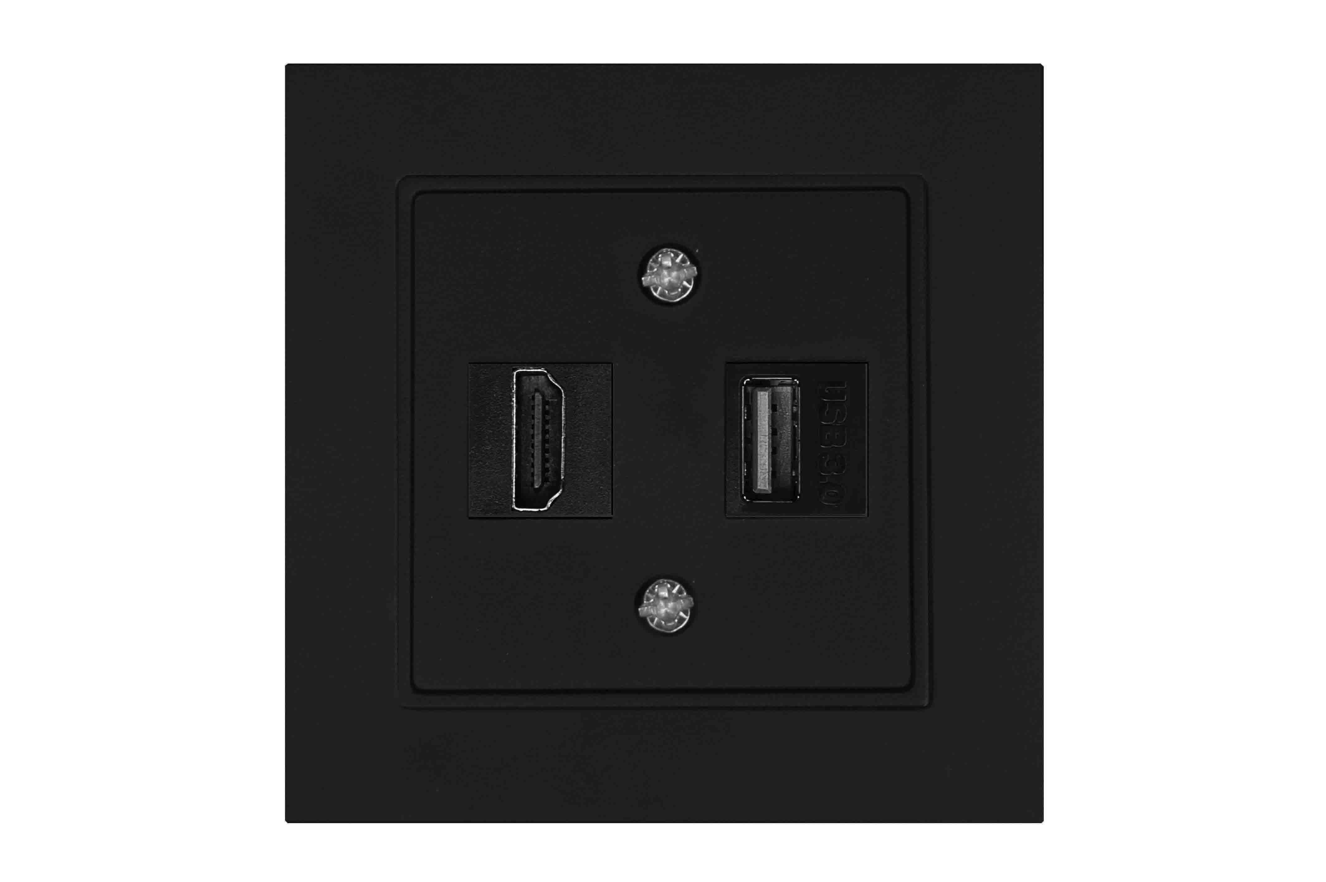 Duomenų perdavimo lizdas: HDMI ir USB,  tiesus dangtelis. HDMI+USB-002-01.SWM