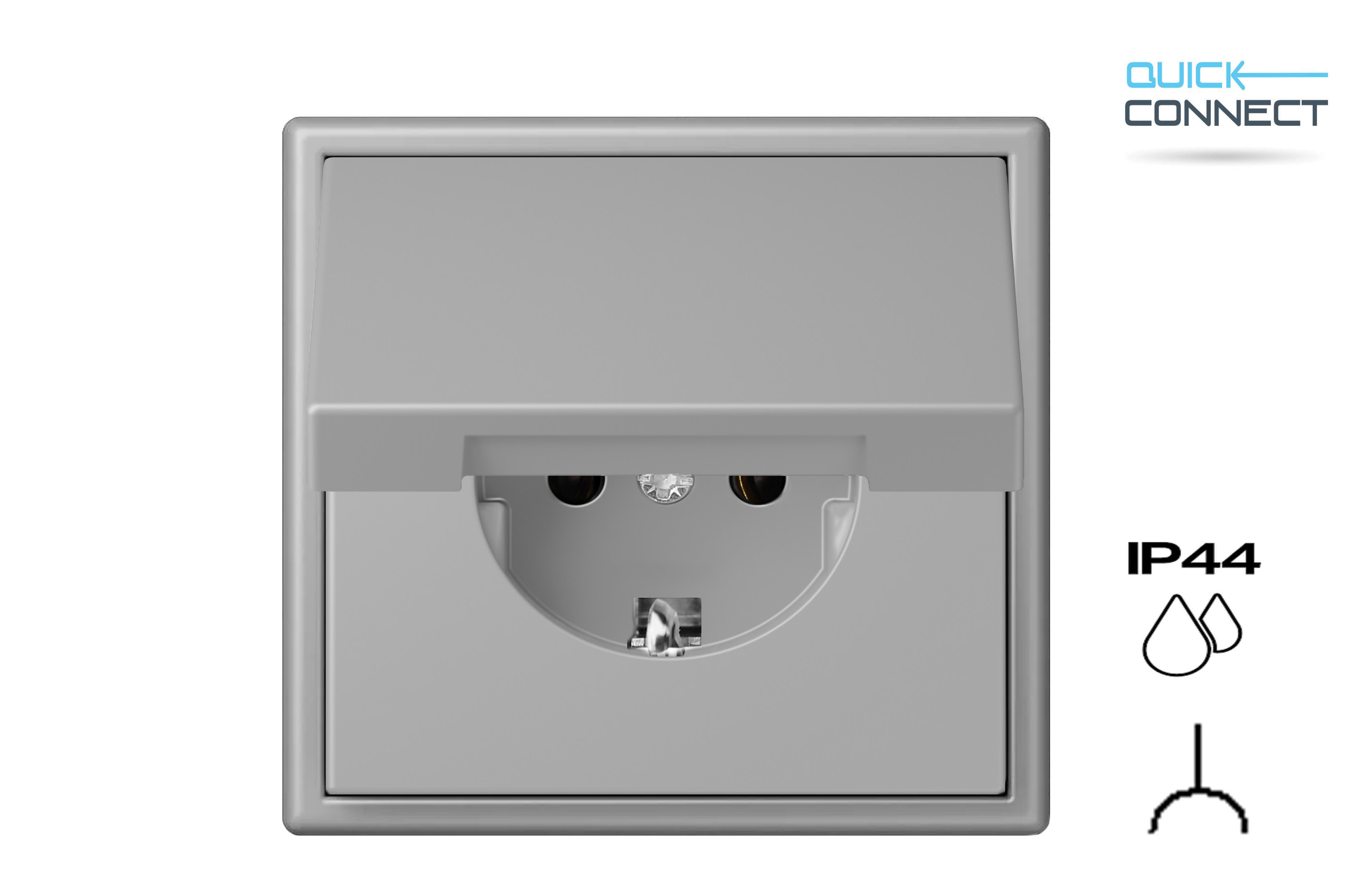 16A. 250V~ SCHUKO® kištukinis lizdas "Profi" spyruokliniai pajungimo kontaktai, be rėmelio. IKL16-208-01.S_GM