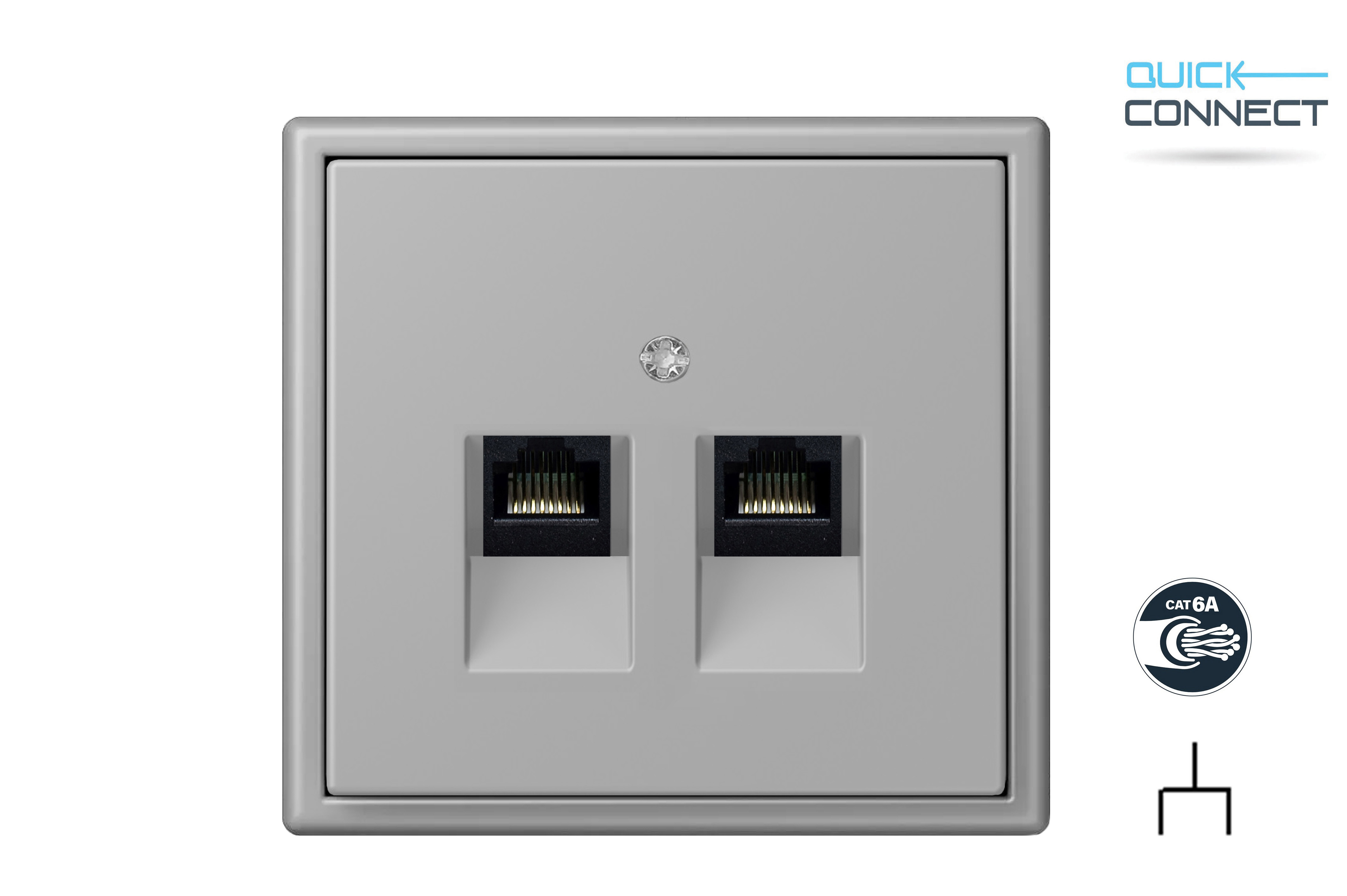 Kompiuterio lizdas, 2x RJ45. Cat 6A, be rėmelio. IKL-002-01.S_GM
