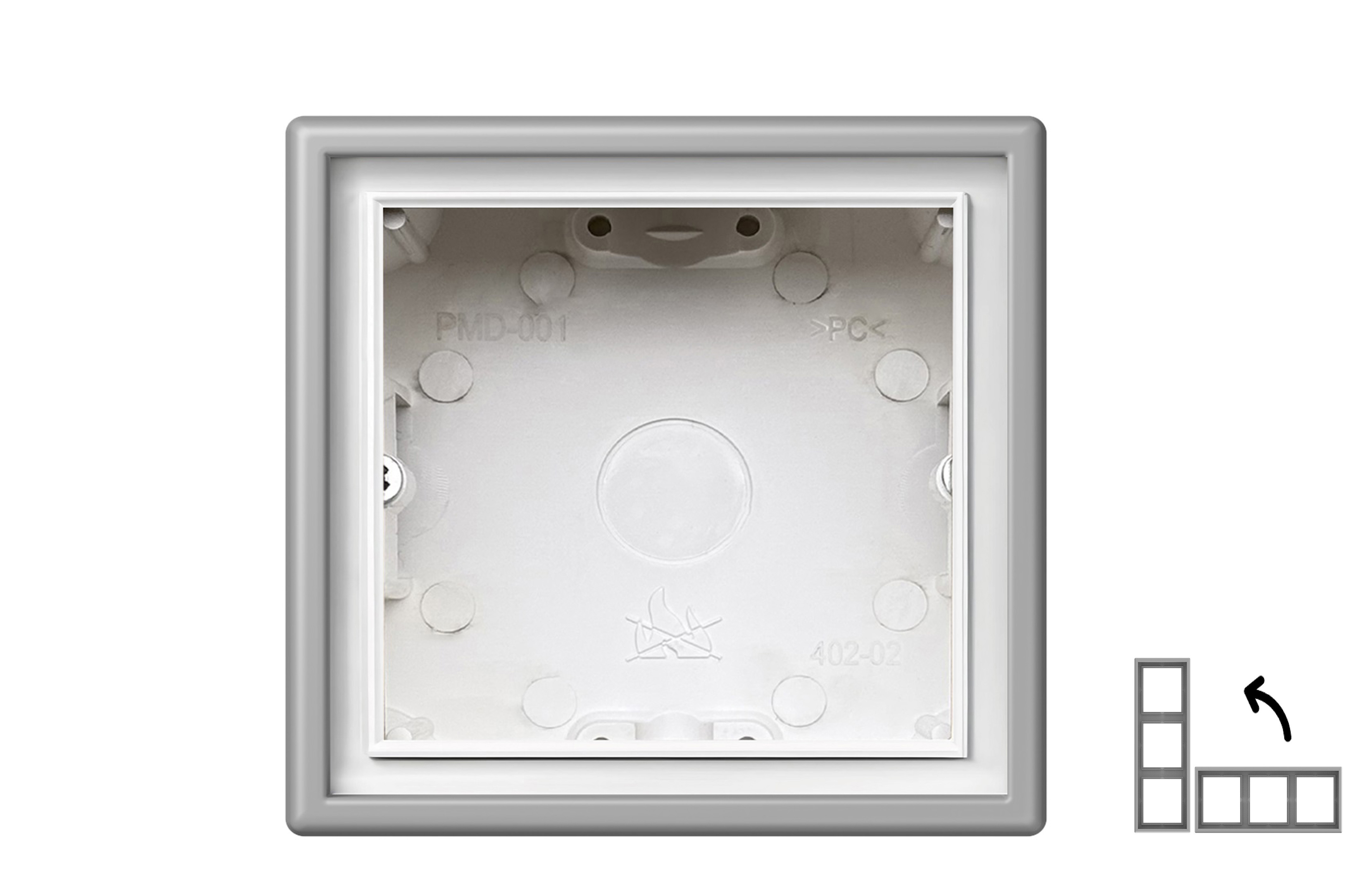 Pav. montav.dežutė 1-vietė "CUBE"83x83x47mm. Discreet Grey. PMD-001.S_GM