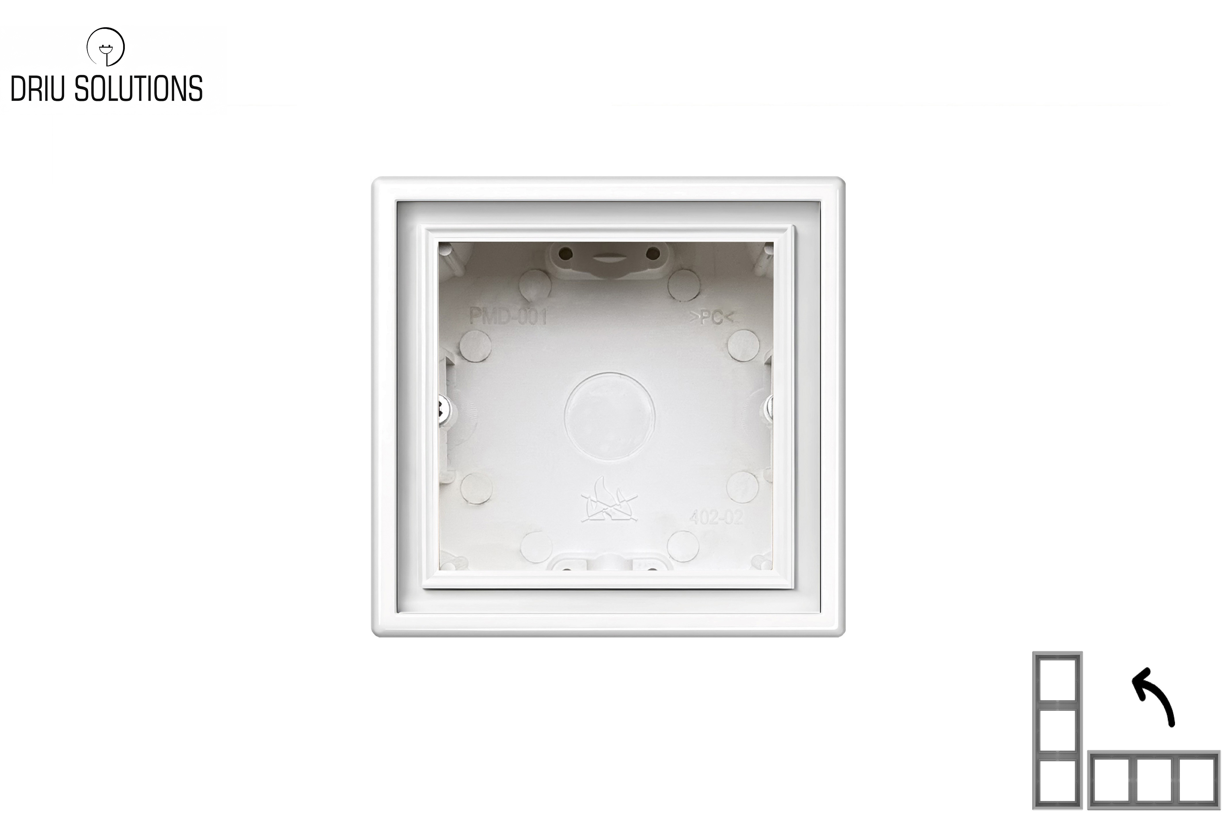 Pav. montav.dežutė 1vt. Superior balta mat. sp. "CUBE"83x83x47mm. PMD-001.S_WM
